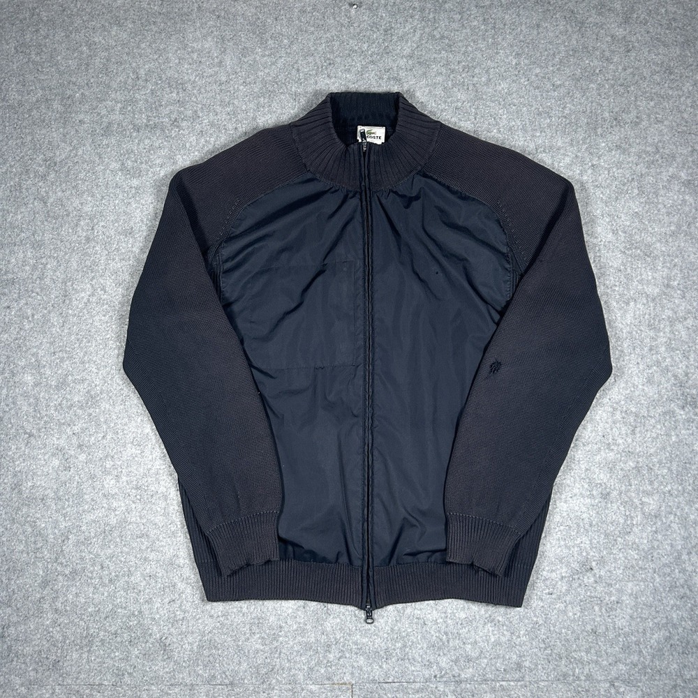 Lacoste Track Jacket Mens Size 5 Large Navy Blue Heavyweight Thick Knit Full Zip
